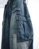 Distressed Cargo Denim Balloon Pants