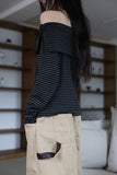 Stripe Shoulder Open Tee