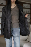 Glossy Cracked Leather Jacket