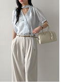 Pomelo Tie Short Sleeve Blouse