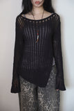 Slit Summer Boat Neck Knit