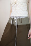 Two-tone button maxi cotton pants