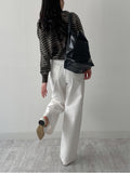 Curved Semi-Wide Cotton Pants