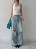 107 Damaged Wide Denim Pants