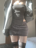 Konaki y2k zipper banding skirt