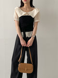 [Short Sleeve Version] Buttery Off-Shoulder Layered Blouse