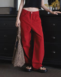 Oxford Red Cotton Pants