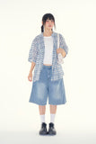 Side fold bermuda denim pants