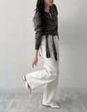 [Shawl SET] Striped Round Knit Cardigan