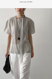 [Tie SET] Suela Balloon Fit Short Sleeve Blouse
