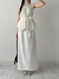[Strap SET] Dite Chiffon Halter Neck Sleeveless Blouse