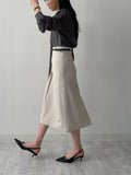 [Belt set] Bella pleated A-line long skirt