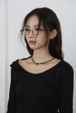 Asa black bead necklace