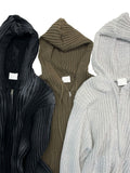 Edith lip knit hood zip-up