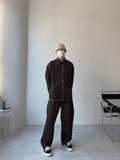 Pleat Pure Brown Denim