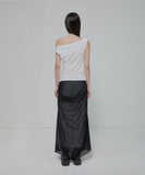 Draped Mesh Layered Long Skirt