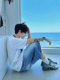 Light Sandwashing Spec Blue Denim Pants