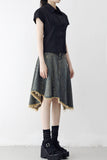 Reneck denim unbalance skirt
