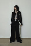 V-neck slim tweed jacket