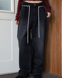 Track two-line denim pants