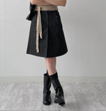 Road Pintuck A-Line Midi Skirt