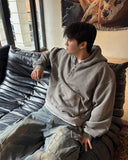 Brushed Henley Neck Pigment Hoodie