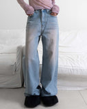 PINK WASHING WIDE DENIM PT