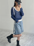 Clips U-neck See-through Knit