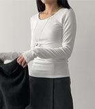 [Brushed Lining] Basic U-neck Long Sleeve T-Shirt