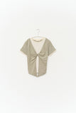 (W) Tie Linen Layered Top