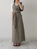 [SET] Flannel Halterneck Skirt Two-Piece