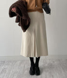 Corduroy pleated banding skirt