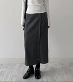 Warm Touch Wrap Slit H-Line Long Skirt