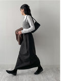 [Setup Available/Three-Piece] Mog Wool Belted Long Skirt