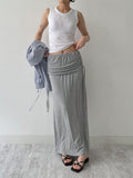 Shirred Layered Long Skirt