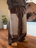 Suede Double Knee Balloon Pants