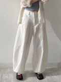 Linen Cinch Back Balloon Fit Wide Pants
