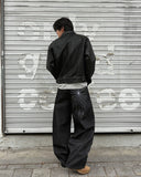 Leather trucker jacket