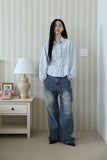 Flash Pintuck Line Denim