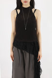 Half-high neck knit halter top