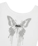 BUTTERFLY GOTH WIDE NECK CROP TEE