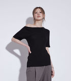 unbalance neck knit top