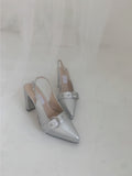 Ruteni Buckle Silver Mule