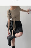 [Scarf Set] Tail Boat Neck Half Knit