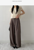 [Summer ver.] T-shirt with double-pleated long wide slacks