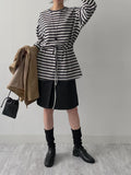 Striped Frill Overfit Sweatshirt
