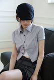 Silver cropped shirt