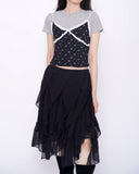 Sly diagonal frill midi skirt