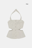 Denim snap cut out sleeveless top