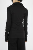 Slim long collar T-shirt